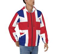 Sweat À Capuche Zippé Imprimé Royaume-Uni. Drapeau Homme Coupe Ample Et Aérée Coupe Vent Style De Vie Sportif Et Décontracté Design Patriotique Moderne Et Fonctionnel