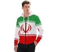 Sweat à Capuche zippé - L'Iran Capuche Double Couche,Poches Pratiques,Tissu Doux et Respirant,Style décontracté pour Le Quotidien,Sport ou extérieur,Vert,M