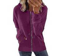 Sweat à capuche zippé pour femme à manches longues - Sweatshirt à capuche côtelé décontracté pour femme - Pulls à capuche amples et confortables avec poches - Vestes légères et fines pour la