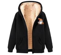 Sweat à capuche zippé pour femme - Coupe ample - Costume d'Halloween - Pull universitaire - Lanternes d'Halloween mignonnes en fourrure - Style décontracté - Pull graphique Y2K - Fantôme fin