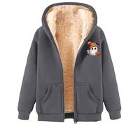 Sweat à capuche zippé pour femme - Coupe ample - Costume d'Halloween - Pull universitaire - Lanternes d'Halloween mignonnes en fourrure - Style décontracté - Pull graphique Y2K - Fantôme fin