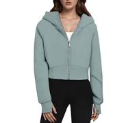 Sweat à capuche zippé pour femme - Léger - Manches longues - Pull de sport Hilfiger - Confortable - Veste de transition ample - Avec capuche - Hauts - Loisirs - Veste d'automne - Veste de course