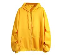 Sweat à capuche zippé pour femme - Survêtement de sport et de sport pour femme - Haut de sport pour femme - Manteau d'hiver confortable, jaune, XXL