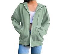 Sweat à capuche zippé pour femme - Sweat à capuche avec cordon de serrage - Veste d'hiver chaude pour femme - Couleur unie - Cardigan en polaire à manches longues - Doux et confortable - Avec poches,