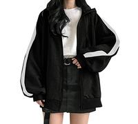 Sweat à Capuche zippé pour Femme Sweat à Capuche Basique surdimensionné Vintage E Girl Baggy Sweatshirts Veste à la Mode Teen Girls Pyjama Enfant