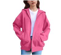 Sweat à capuche zippé pour filles et enfants avec oreilles de chat, veste à manches longues avec capuche, couleur unie, fermeture éclair, manteau ample, vêtements de sport pour l'automne et l'hiver