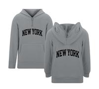 Sweat à capuche zippé pour garçon avec imprimé lettre et poches avant, idéal pour les activités scolaires et les sorties en plein air, en coton doux et résistant, disponible en plusieurs tailles de 3