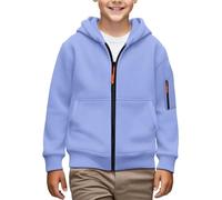 Sweat à capuche zippé pour garçons et enfants - Avec fermeture éclair et poche - Couleur unie - Sweat à capuche - Manches longues - Streetwear - Pour enfants et adolescents de 4 à 15 ans, Violet clair