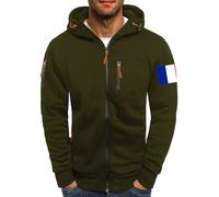 Sweat à capuche zippé pour homme - Cardigan uni à manches longues avec imprimé drapeau patchwork - Pull léger unisexe confortable pour la course à pied et le sport en plein air, ag, M