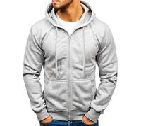 Sweat à capuche zippé pour homme - Confortable - Manches longues - Style décontracté - Bloc de couleurs - Patchwork confortable - Avec poches, gris, XL