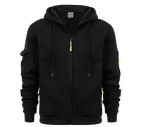 Sweat à capuche zippé pour homme en coton à manches longues - Cardigan ample et épais - Manteau léger et confortable - Veste de sport pour homme, Noir , XXL