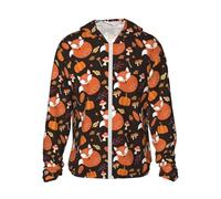 Sweat à capuche zippé pour homme et femme - Chemise de soleil à manches longues avec poches pour homme et femme, Noir , L
