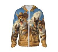 Sweat à capuche zippé pour homme et femme - Ferme Corgi berger allemand à capuche soleil manches longues homme femme avec poches, Noir/blanc, S