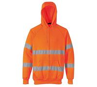 Sweat à capuche zippé pour homme - Haute visibilité - Manches longues - Vêtement de travail, Orange, XL