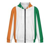 Sweat À Capuche Zippé pour Homme Imprimé Drapeau De La Côte D'Ivoire en 3D Sweat-Shirt À Manches Longues Unisexe avec Poches Surdimensionné Taille 3XL