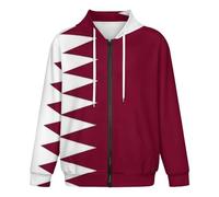 Sweat À Capuche Zippé pour Homme Imprimé Drapeau du QatarSweat À Capuche Zippé pour Homme Et Femme Cardigan À Manches Longues Imprimé Drapeau National pour Adulte Surdimensionné Vêtements De Sport S
