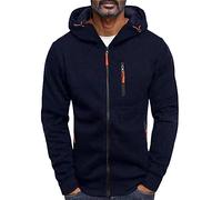 Sweat à capuche zippé pour homme - Manches longues - Polaire - Fermeture éclair intégrale - Pull à capuche uni - Style décontracté - Pour la gym, le travail, le sport - Pour une tenue décontractée et
