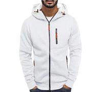 Sweat à capuche zippé pour homme - Manches longues - Polaire - Fermeture éclair intégrale - Pull à capuche uni - Style décontracté - Pour la gym, le travail, le sport - Pour une tenue décontractée et
