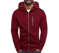 Sweat à capuche zippé pour homme - Manches longues - Polaire - Fermeture éclair intégrale - Pull à capuche uni - Style décontracté - Pour la gym, le travail, le sport - Pour une tenue décontractée et
