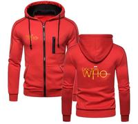 Sweat À Capuche Zippé pour Homme pour Doctor Who, Polaire À Manches Longues, Pull Chaud d'automne, Sweat-Shirt Décontracté À Cordon De Serrage avec Poches,Red-XX_l