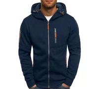 Sweat à capuche zippé pour homme - Pull à capuche avec fermeture éclair intégrale - Décontracté - Cardigan à capuche - Veste de sport - Manteau de course à pied, F-bleu., XXXXL