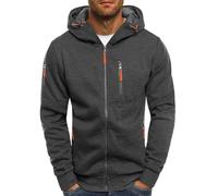 Sweat à capuche zippé pour homme - Pull uni en polaire pour homme - Sweat à capuche léger à manches longues avec cordon de serrage - Pull d'extérieur décontracté avec poche, gris foncé, XL