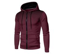 Sweat à capuche zippé pour homme - Sweat-shirt d'hiver à manches longues avec cordon de serrage pour homme - Pull d'hiver à manches longues avec cordon de serrage - Pull décontracté de couleur unie