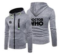 Sweat À Capuche Zippé pour Homme, Sweat-Shirt pour Doctor Who, Sweat-Shirts À Capuche Légers, Veste Pull d'automne À Manches Longues pour Doctor Who avec Poches,Grey-x_l