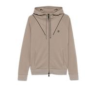 Sweat à capuche zippé Taupe en coton mélangé avec monogramme Double B Saggy TL BOSS M