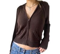 Sweat à Capuche zippé Y2K pour Femme E-Girl Pull Veste décontractée Gothique Harajuku Streetwear Sweat à Capuche Court Cardigan à Fermeture éclair Veste imprimée Vintage