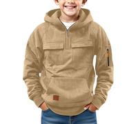 Sweat à Capuche Zipper 1/4 Garçon Couleur Unie légers Sport Hood Pull Manches Longues Chaud Décontracté Automne Hiver Pullover Enfants Classique Pas Cher Hoody Mode Confortable