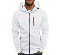 Sweat à Capuche Zipper Homme Couleur Unie légers Sport Hood Pull Manches Longues Chaud Décontracté Zip Automne Hiver Pullover Hommes Cordon de Serrage Classique Pas Cher Hoody Mode Confortable