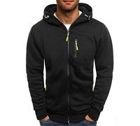 Sweat à Capuche Zipper Homme Couleur Unie légers Sport Hood Pull Manches Longues Chaud Décontracté Zip Automne Hiver Pullover Hommes Cordon de Serrage Classique Pas Cher Hoody Mode Confortable