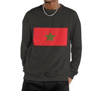 Sweat À Col Rond pour Homme Maroc Drapeau National Chandail De Travail Uni Léger Raglan Sportswear Casual Sweatshirt Classique À Manches Longues Toutes Saisons Couple