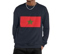 Sweat À Col Rond pour Homme Maroc Drapeau National Chandail De Travail Uni Léger Raglan Sportswear Casual Sweatshirt Classique À Manches Longues Toutes Saisons Couple