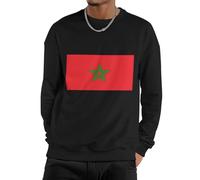 Sweat À Col Rond pour Homme Maroc Drapeau National Chandail De Travail Uni Léger Raglan Sportswear Casual Sweatshirt Classique À Manches Longues Toutes Saisons Couple