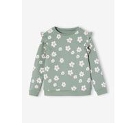 Sweat à volants fille détails fantaisie vert de gris 3A