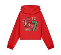 Sweat Ado GarçOn,Pull Enfant Garcon,Sweat à Capuche Court pour Filles, Pull imprimé Mignon, Sweat-Shirt décontracté pour Enfants, Veste à Capuche zippée Tendance pour Adolescentes (Red, 6-7 Years)