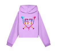 Sweat Ado GarçOn,Pull Fille 14 Ans,Sweat à Capuche Court pour Filles avec imprimé Tendance, idéal pour Les vêtements décontractés et Les activités de Plein air. (Purple, 6-7 Years)