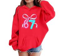 Sweat Ado GarçOn,Sweat-Shirt à Capuche à Manches Longues pour Filles, imprimé Graphique, en Polaire Douce avec Poche, idéal pour Les activités ludiques au Quotidien et en extérieur. (Red, 7-8 Years)