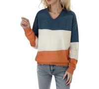 Sweat ample et long avec col en V assorti pour femme Maillots à col en coton, Beige-1, L