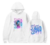 Sweat Arcane Jinx, Design Géométrique Officiel, Mélange Coton Premium, Tenue Streetwear Urbain Essentielle (Blanc,M)