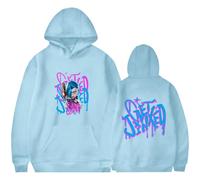 Sweat Arcane Jinx, Design Géométrique Officiel, Mélange Coton Premium, Tenue Streetwear Urbain Essentielle (Bleu Clair,Grand)