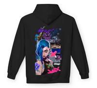 Sweat Arcane Jinx - League of Legends | Sweat à capuche unisexe noir | Fabriqué en Italie pour les amateurs de jeux vidéo et d'anime |, Noir, M