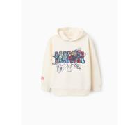 Sweat avec capuche et imprimé en relief avengers beige clair 7/8A