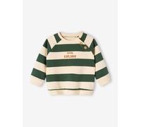 VERTBAUDET Sweat rayé en Molleton bébé Vert Sapin 18M(81CM)