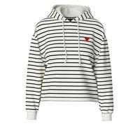 Sweat blanc rayé à coupe droite et col à capuche avec lien et coeur rouge S