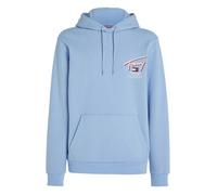 Sweat bleu uni coupe droite avec un col à capuche et une poche kangourou M