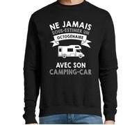 Sweat Camping Car pour Homme - Ne jamais sous-estimer un Octogénaire - Collection Passion Sport Activité - Noir S