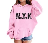 Sweat Capuche Enfant Poncho Plaid Oversize en Polaire Rayures Col Rond Enfants Pull Printemps et Automne Décontracté Sweater Fille Ado 7-14 Ans